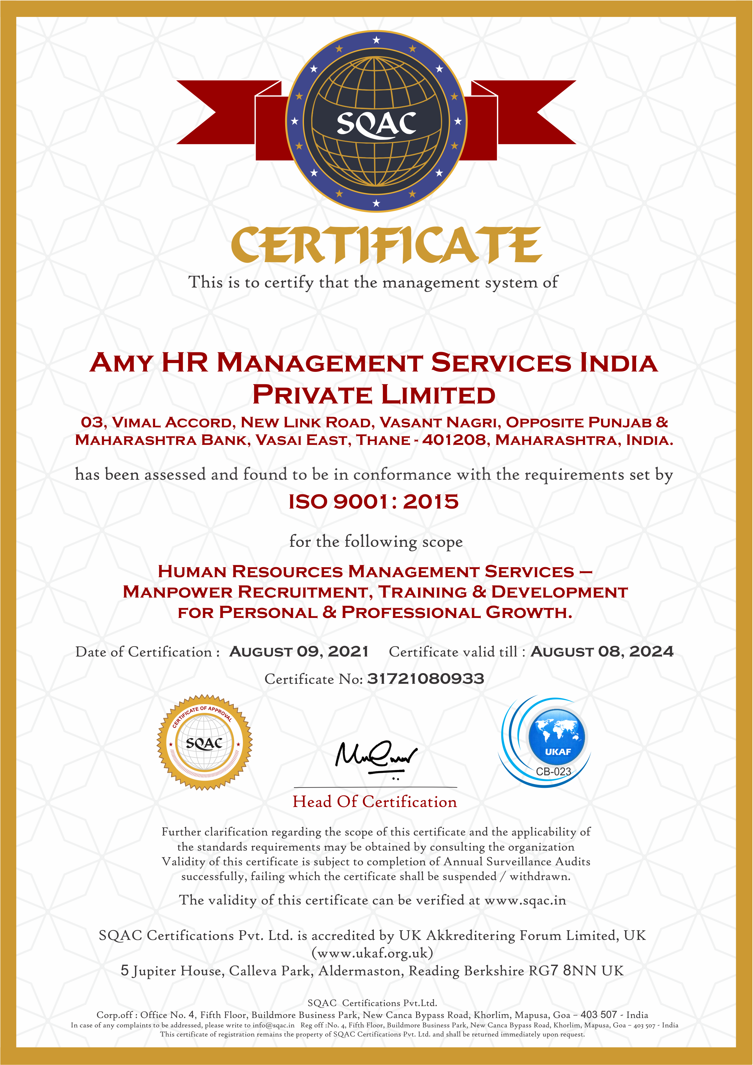 ISO 9001:2015 Certified